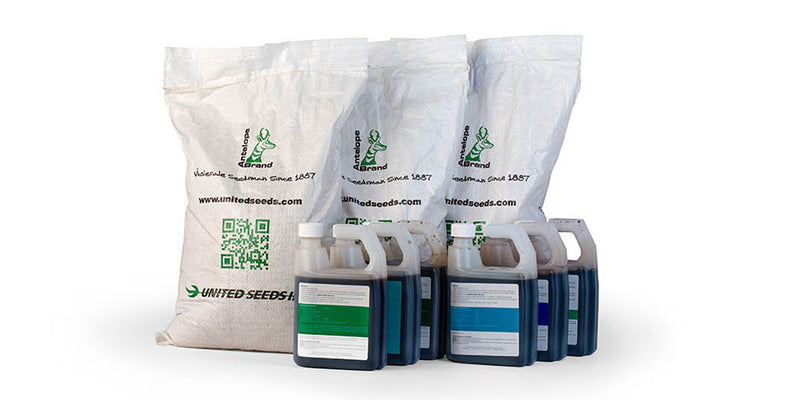 3 large bags of grass seed, and several bottles of micronutrients and fertilizers.