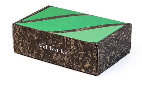 A small box labeled Soil Test Kit, for Lawnbright's customized lawn care.