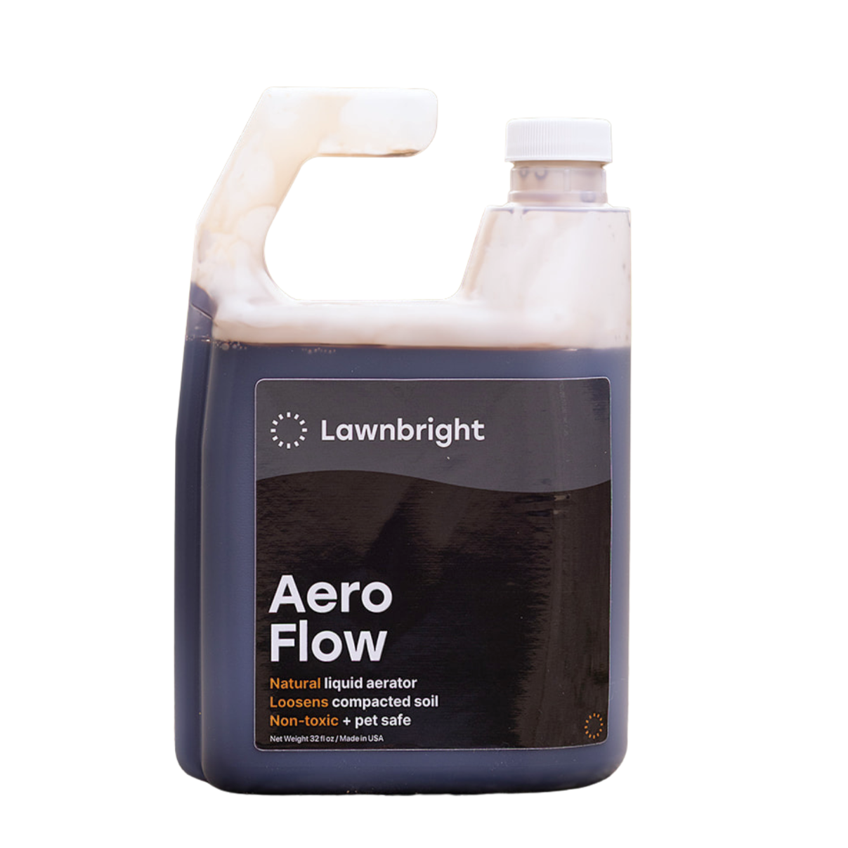 Lawnbright Aero Flow liquid aerator container on a white background